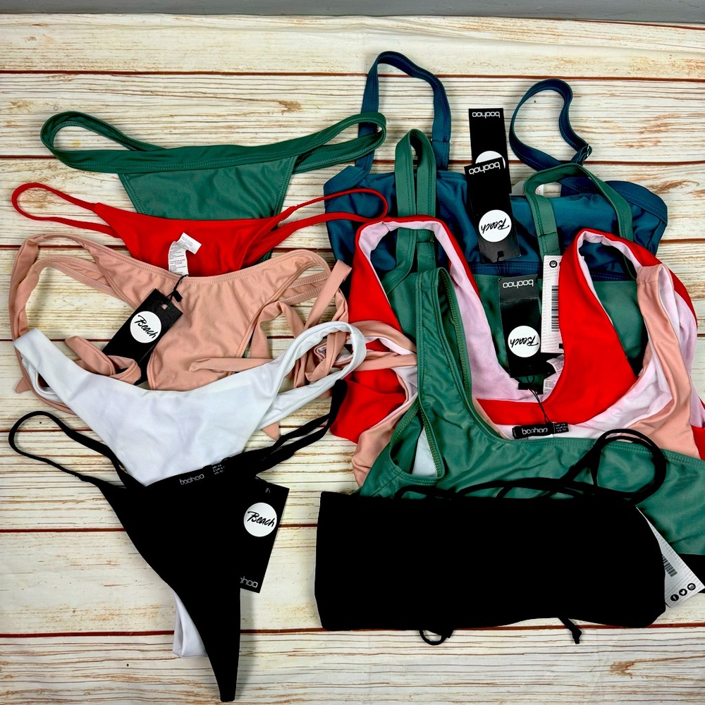 Boohoo High Cut Thong Bikini Mix N Match Sets 11 Piece Bundle - Sizes 10 / 34DD